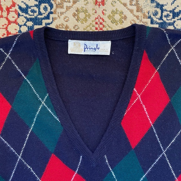 Vintage Pringle of Scotland Argyle Wool Sweater - Picture 2 of 8